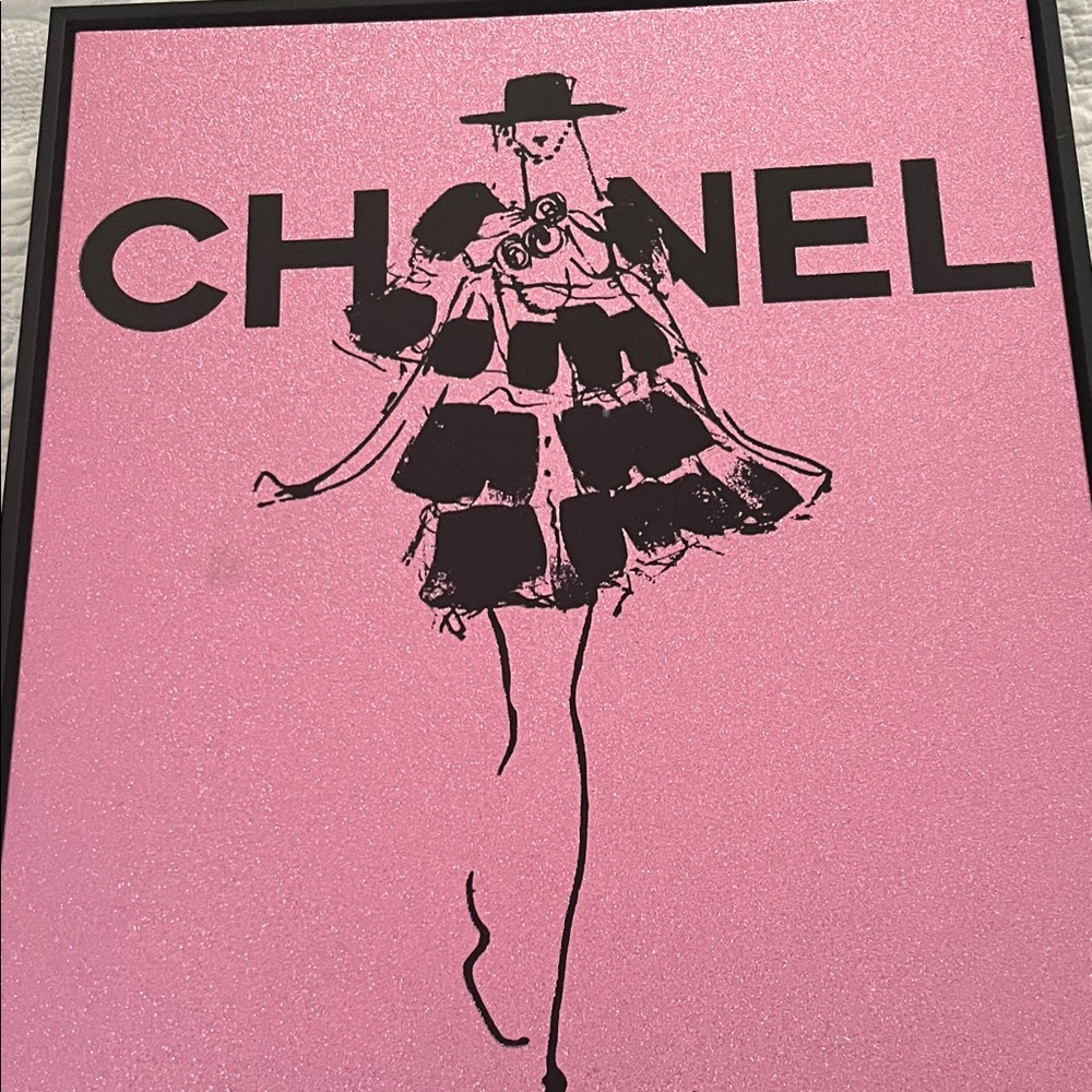 CHANEL Black and Pink Fashion Illustration Art